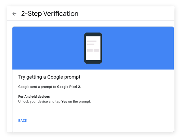 Google sendet eine Testaufforderung, um sicherzustellen, dass sie funktioniert.